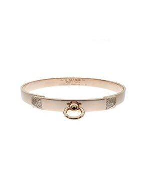Hermes Collier de Chien Bracelet Pink Gold 18K Diamond Bangle 16